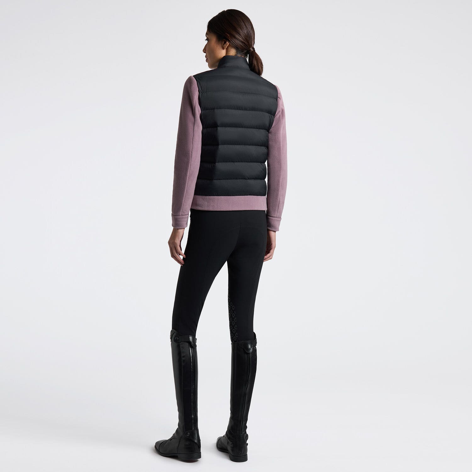 Cavalleria Toscana Cavalleria Toscana Women's Jacket with Quilted Front and Technical Fleece Sleeves BLACK/GRAPE SHAKE-2