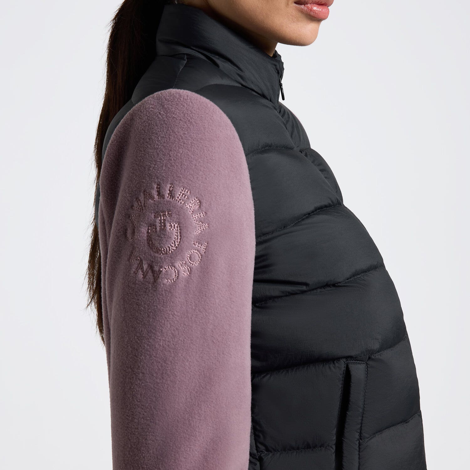 Cavalleria Toscana Cavalleria Toscana Women's Jacket with Quilted Front and Technical Fleece Sleeves BLACK/GRAPE SHAKE-3