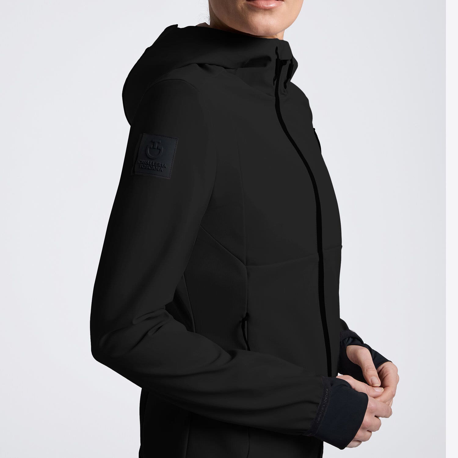 Cavalleria Toscana Women’s softshell jacket with hood BLACK-3