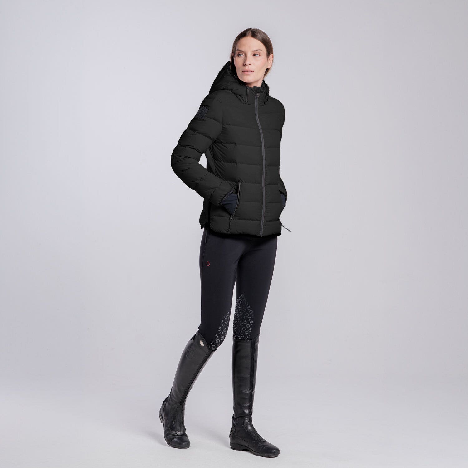 Cavalleria Toscana PIUMINO CON CAPPUCCIO ESTRAIBILE DA DONNA BLACK-1