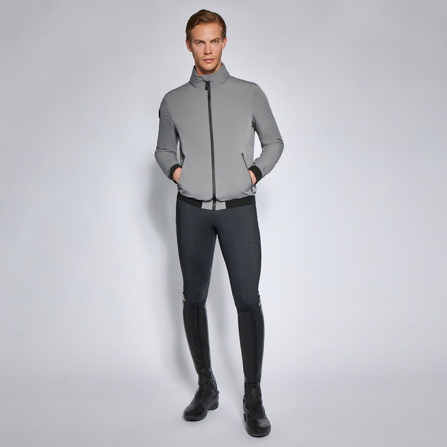 Cavalleria Toscana Men's lightweight windproof jacket GREY-4