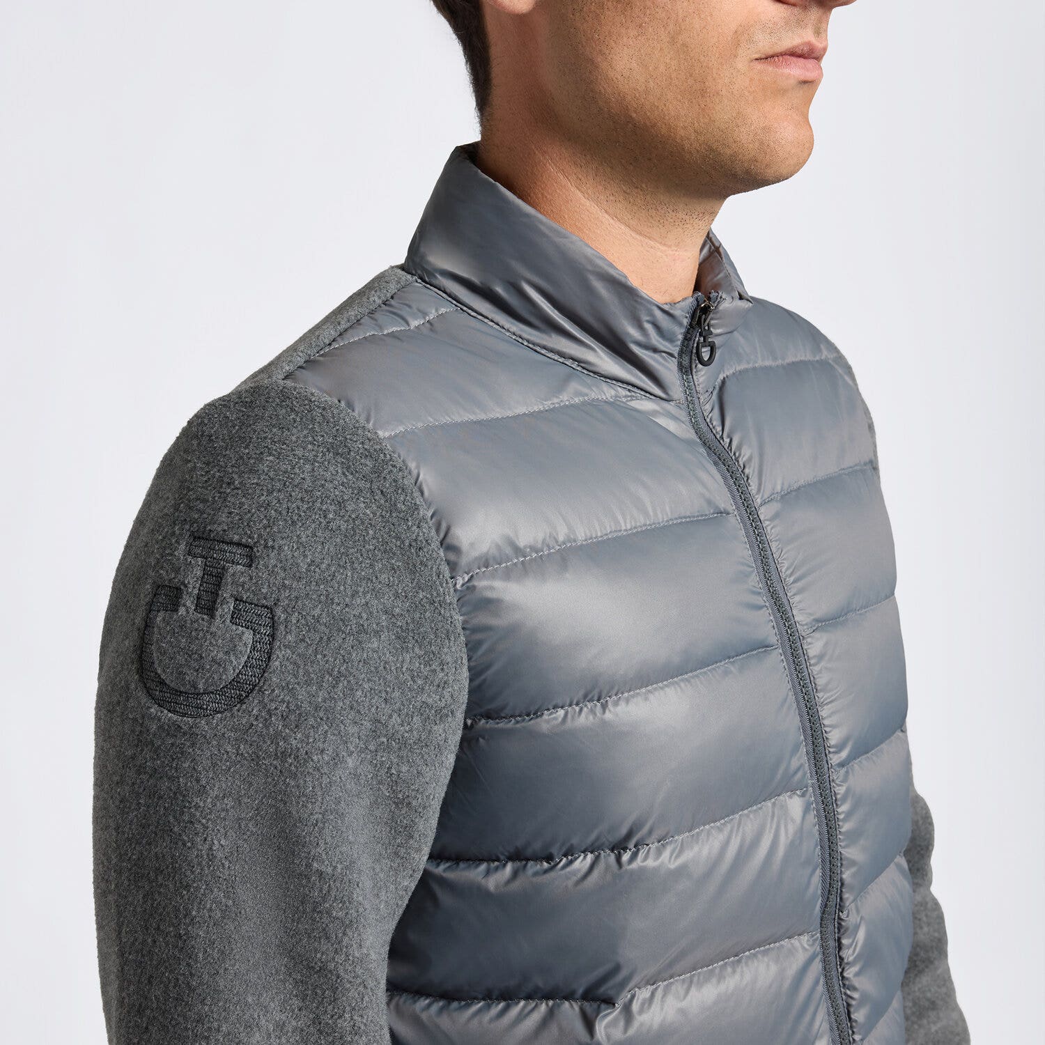 Cavalleria Toscana Cavalleria Toscana Men's Nylon and Fleece Jacket CHARCOAL GREY-3