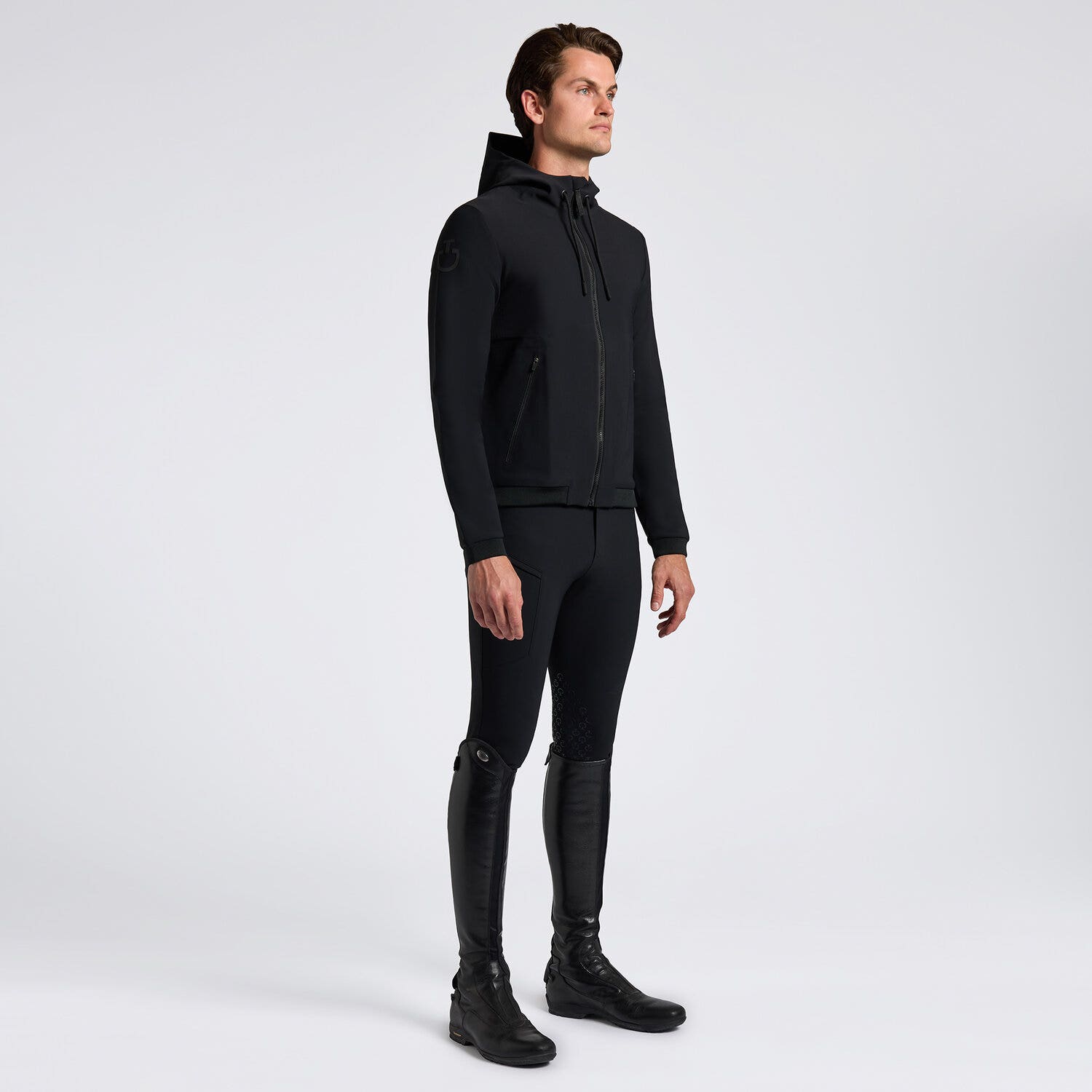 Cavalleria Toscana Cavalleria Toscana Men's Softshell with Hood and Perforated Jersey Inserts BLACK-1