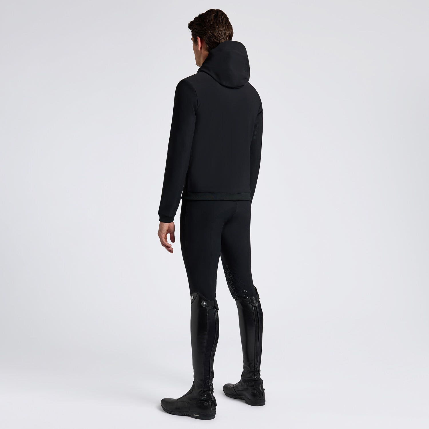 Cavalleria Toscana Cavalleria Toscana Men's Softshell with Hood and Perforated Jersey Inserts BLACK-2