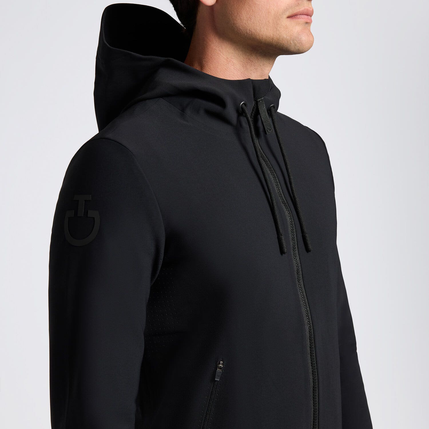 Cavalleria Toscana Cavalleria Toscana Men's Softshell with Hood and Perforated Jersey Inserts BLACK-3