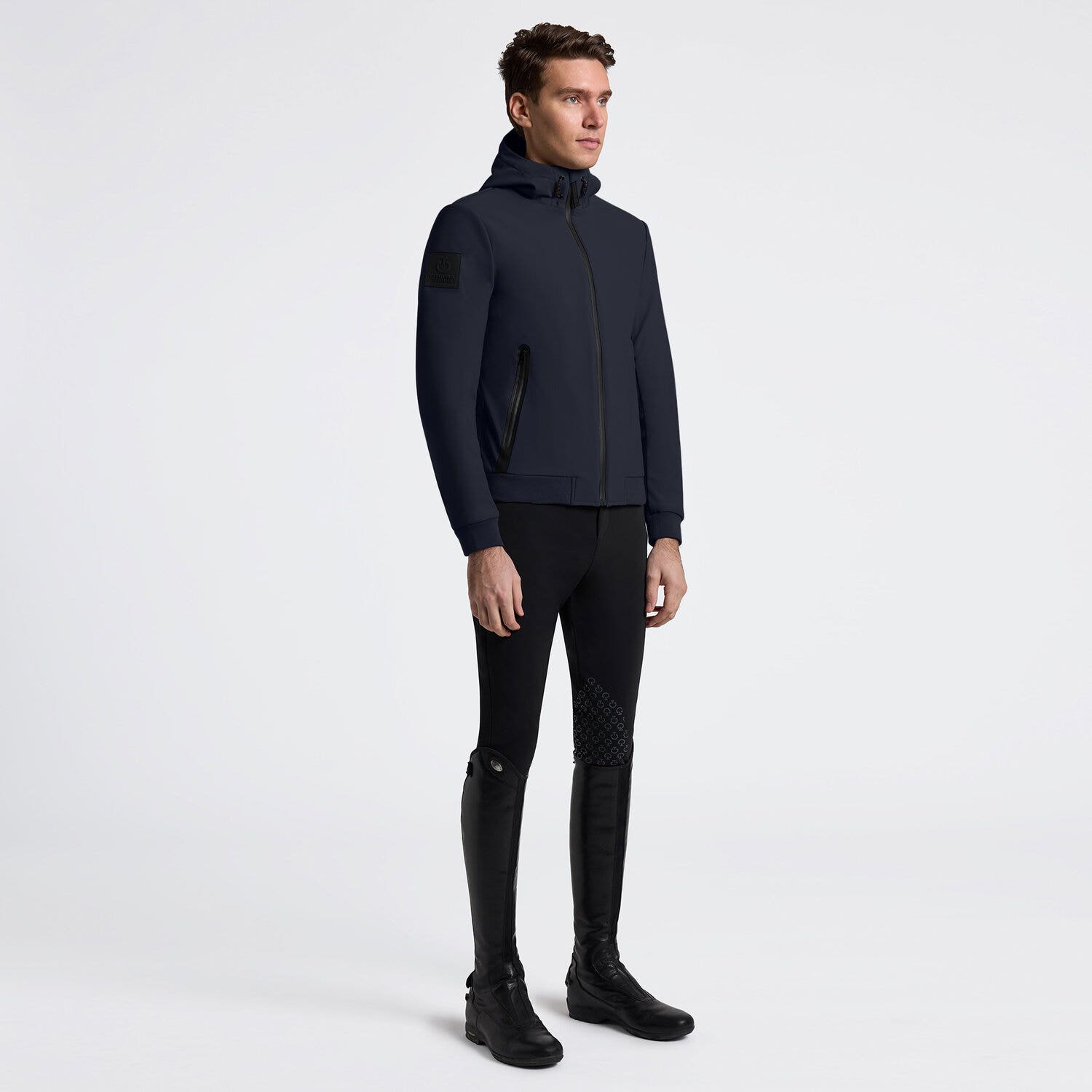 Cavalleria Toscana Cavalleria Toscana Men’s Thermal Softshell Jacket with Hood NAVY-1