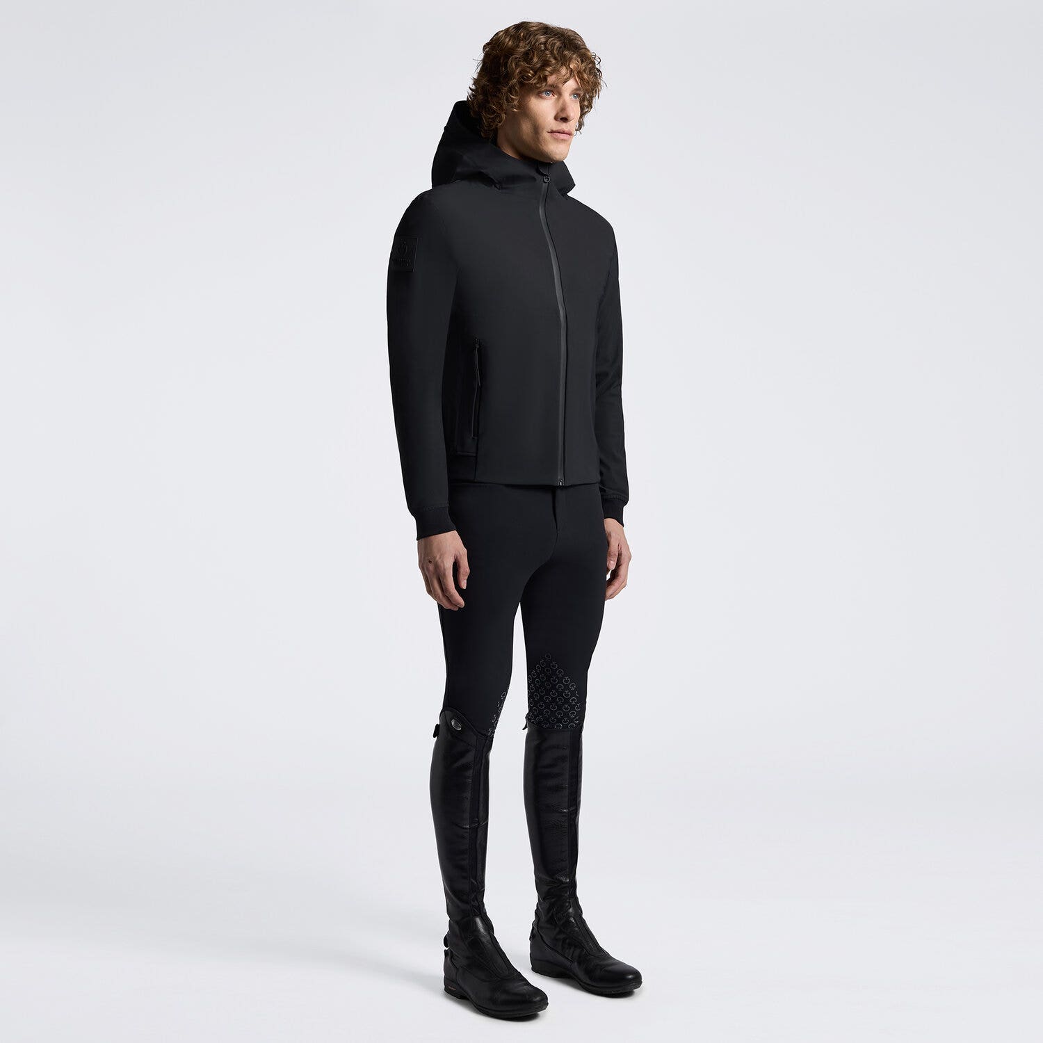Cavalleria Toscana Men’s softshell jacket with hood BLACK-1