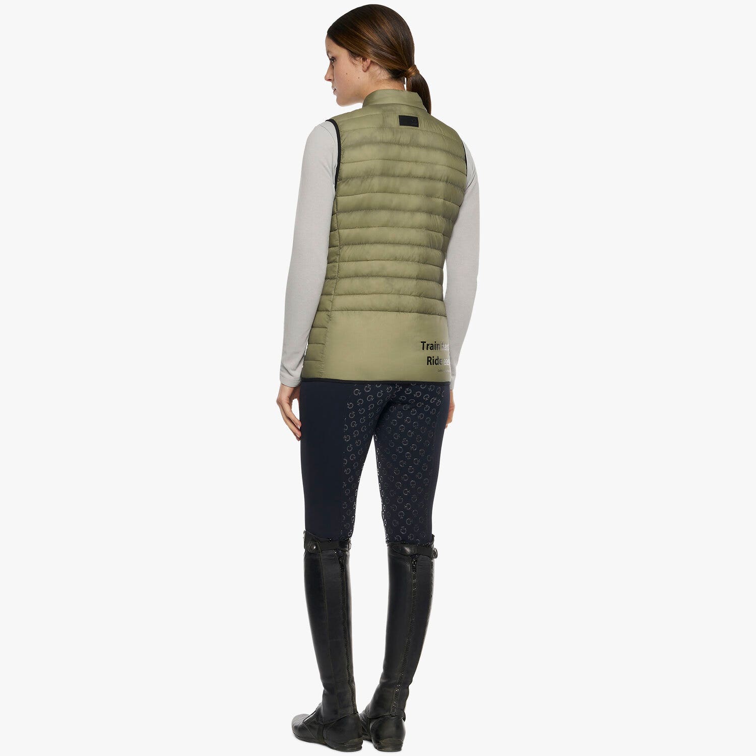 Cavalleria Toscana Women's Red Stripe Quilted Vest GREY-3