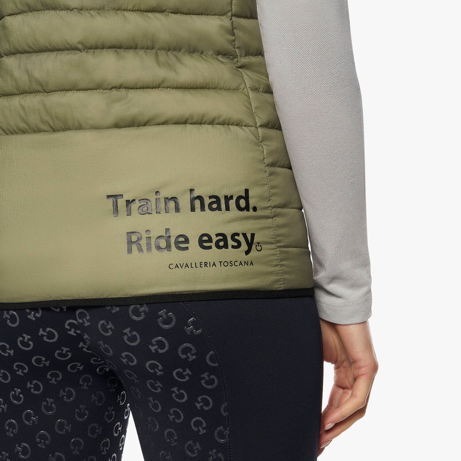 Cavalleria Toscana Women's Red Stripe Quilted Vest GREY-4