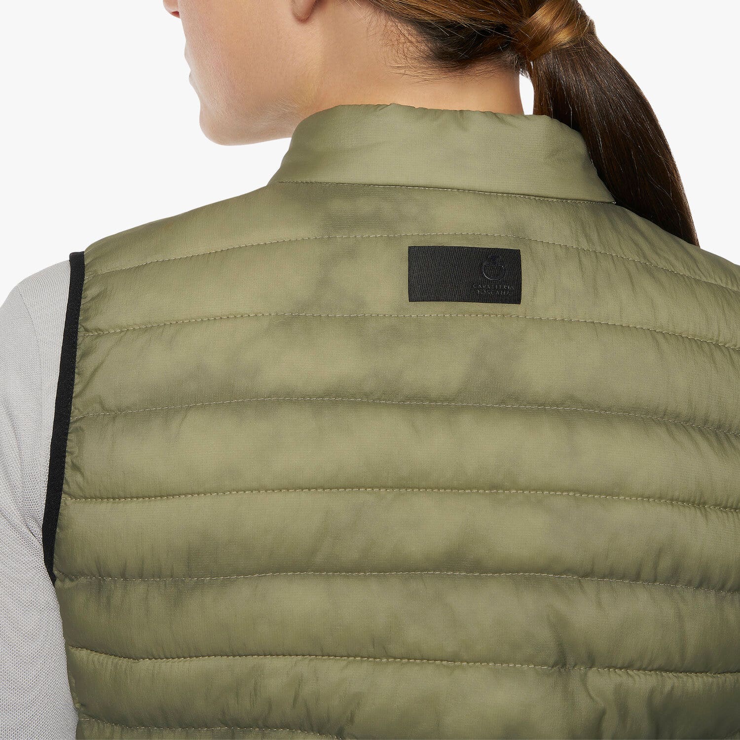 Cavalleria Toscana Women's Red Stripe Quilted Vest GREY-5