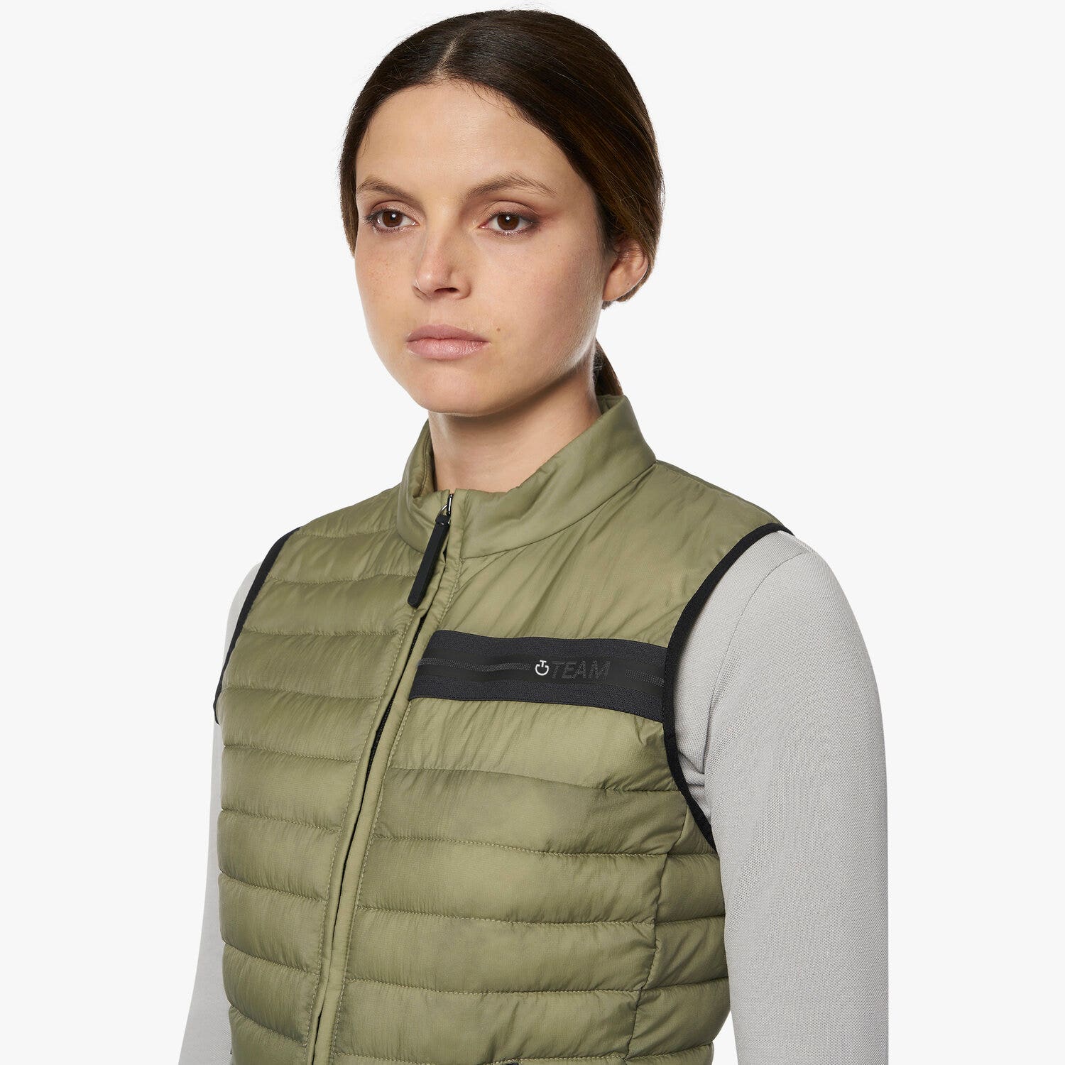 Cavalleria Toscana Women's Red Stripe Quilted Vest GREY-6