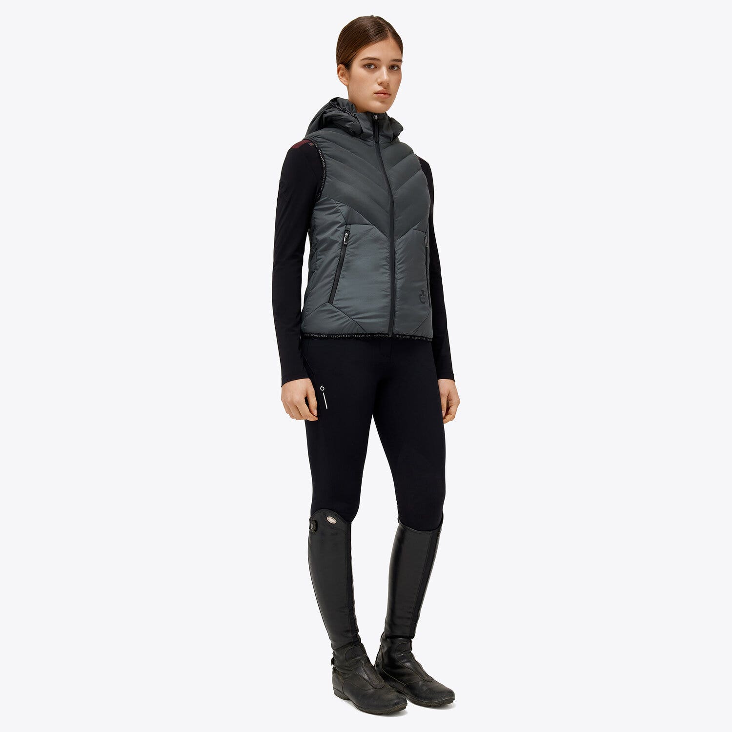 Cavalleria Toscana Gilet with detachable hood CHARCOAL GREY-1