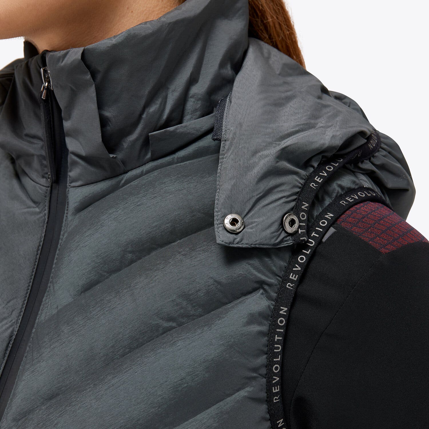 Cavalleria Toscana Gilet with detachable hood CHARCOAL GREY-5