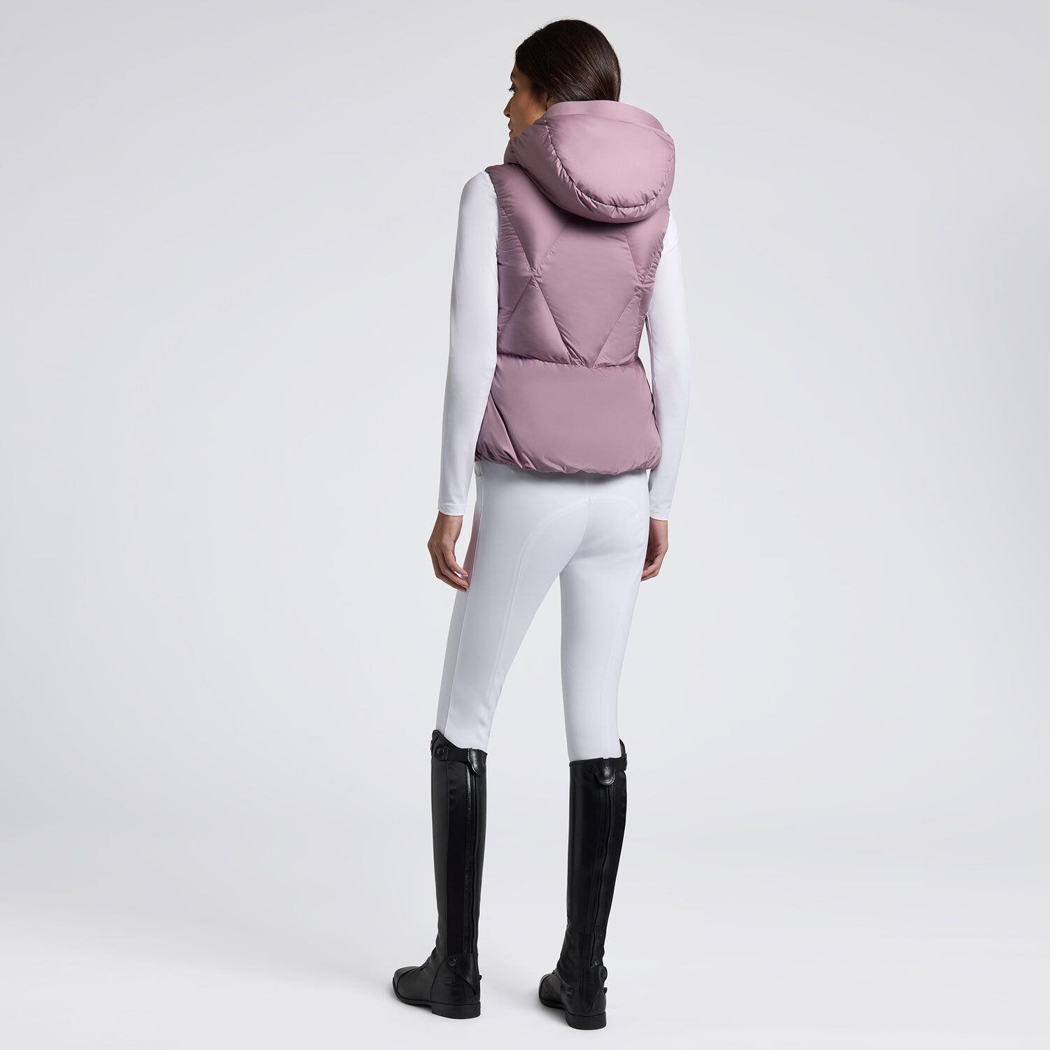 Cavalleria Toscana Cavalleria Toscana Women's Padded Nylon Hooded Vest GRAPE SHAKE-3