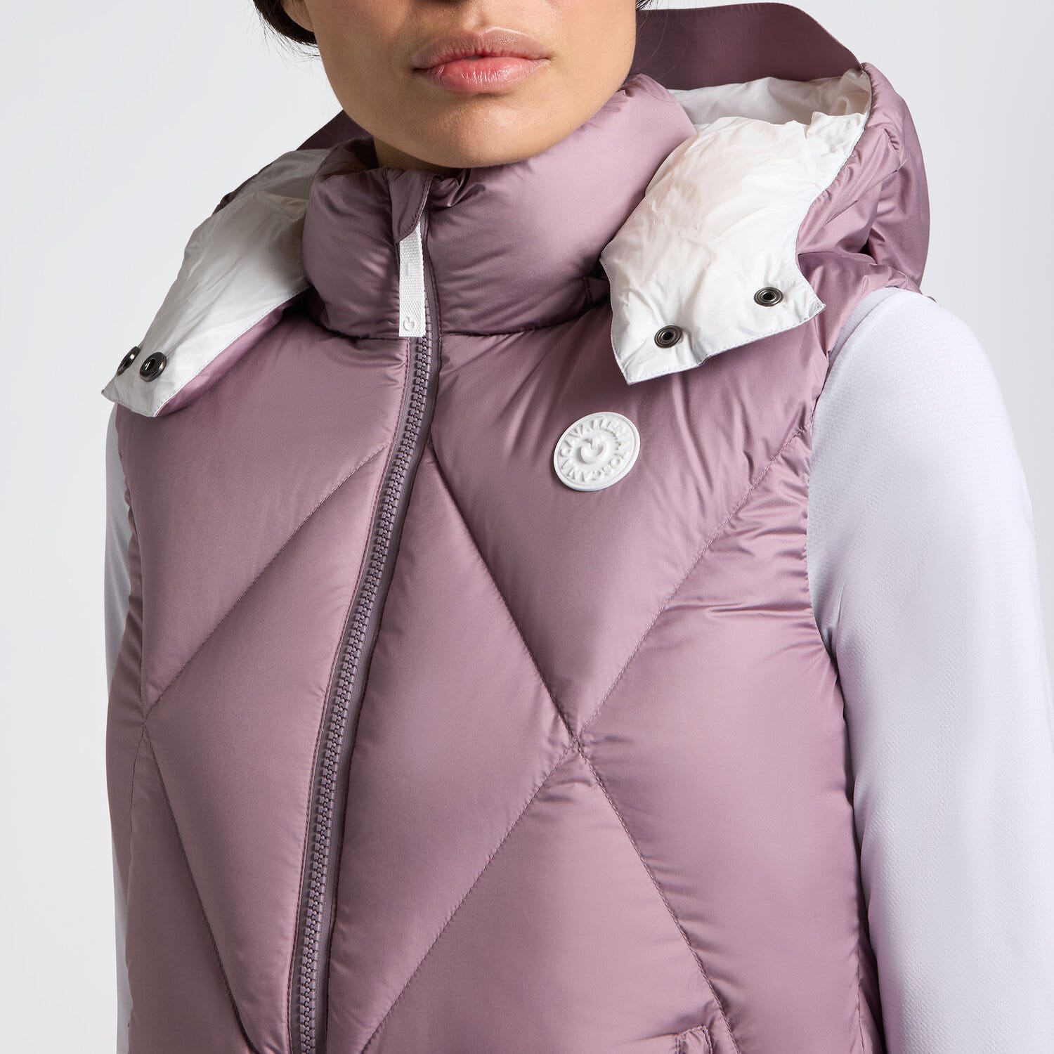 Cavalleria Toscana Cavalleria Toscana Women's Padded Nylon Hooded Vest GRAPE SHAKE-4