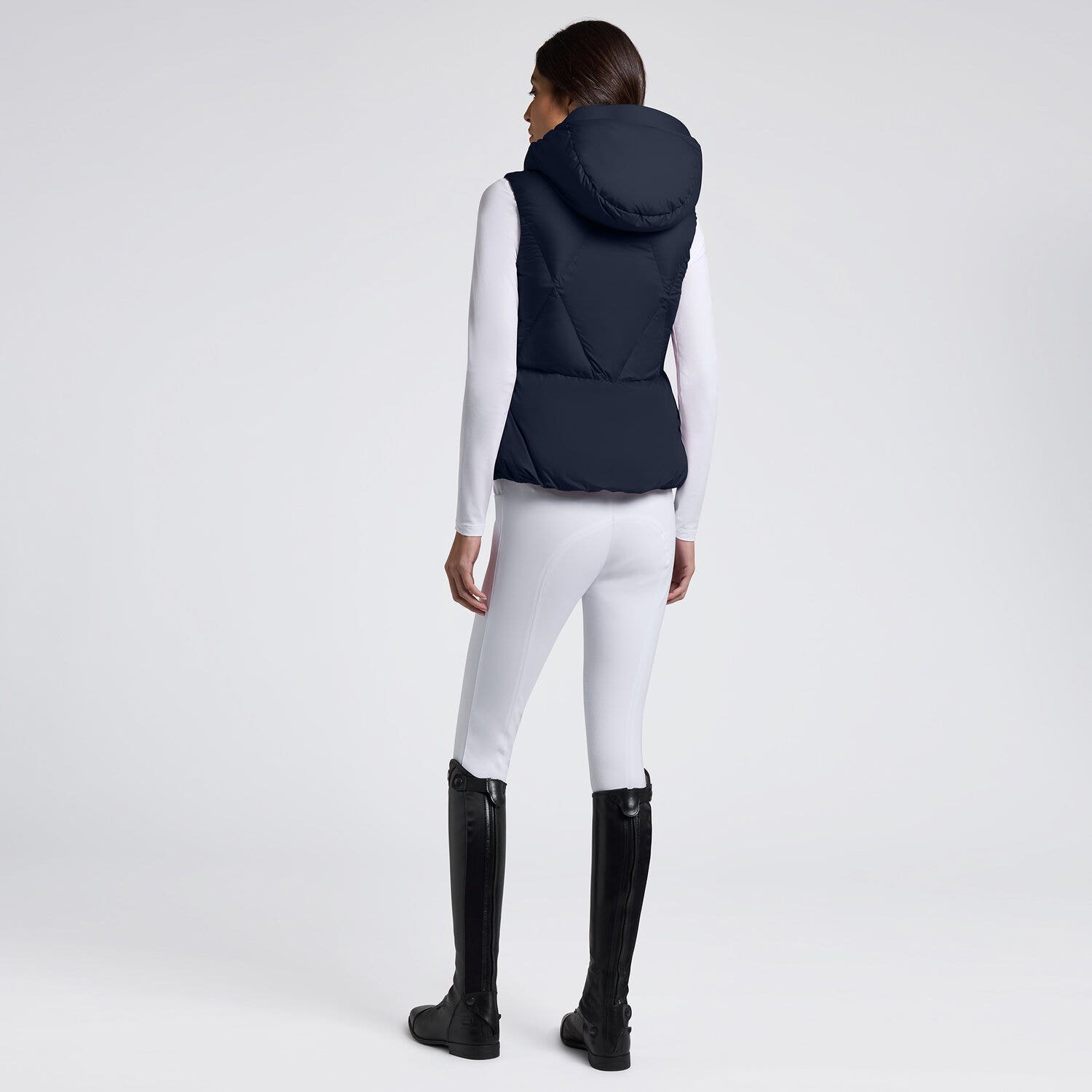 Cavalleria Toscana Cavalleria Toscana Women's Padded Nylon Hooded Vest NAVY-3