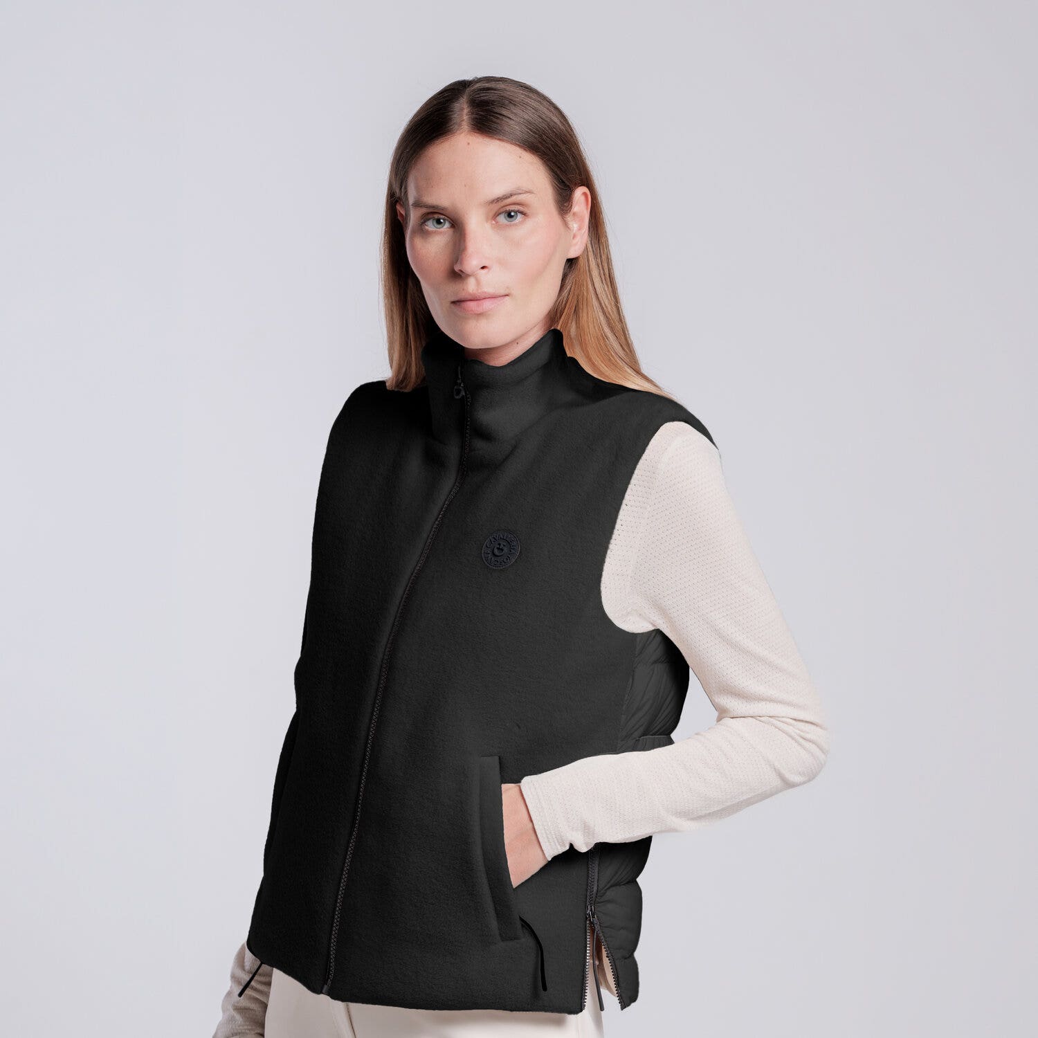 Cavalleria Toscana GILET IN PILE CON ZIP DA DONNA BLACK-2
