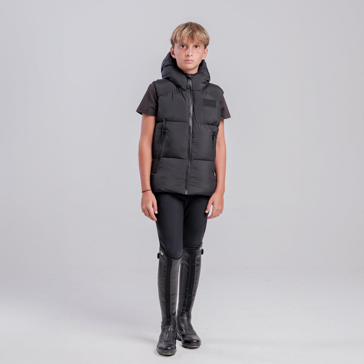 Cavalleria Toscana Unisex children’s nylon down vest BLACK-1