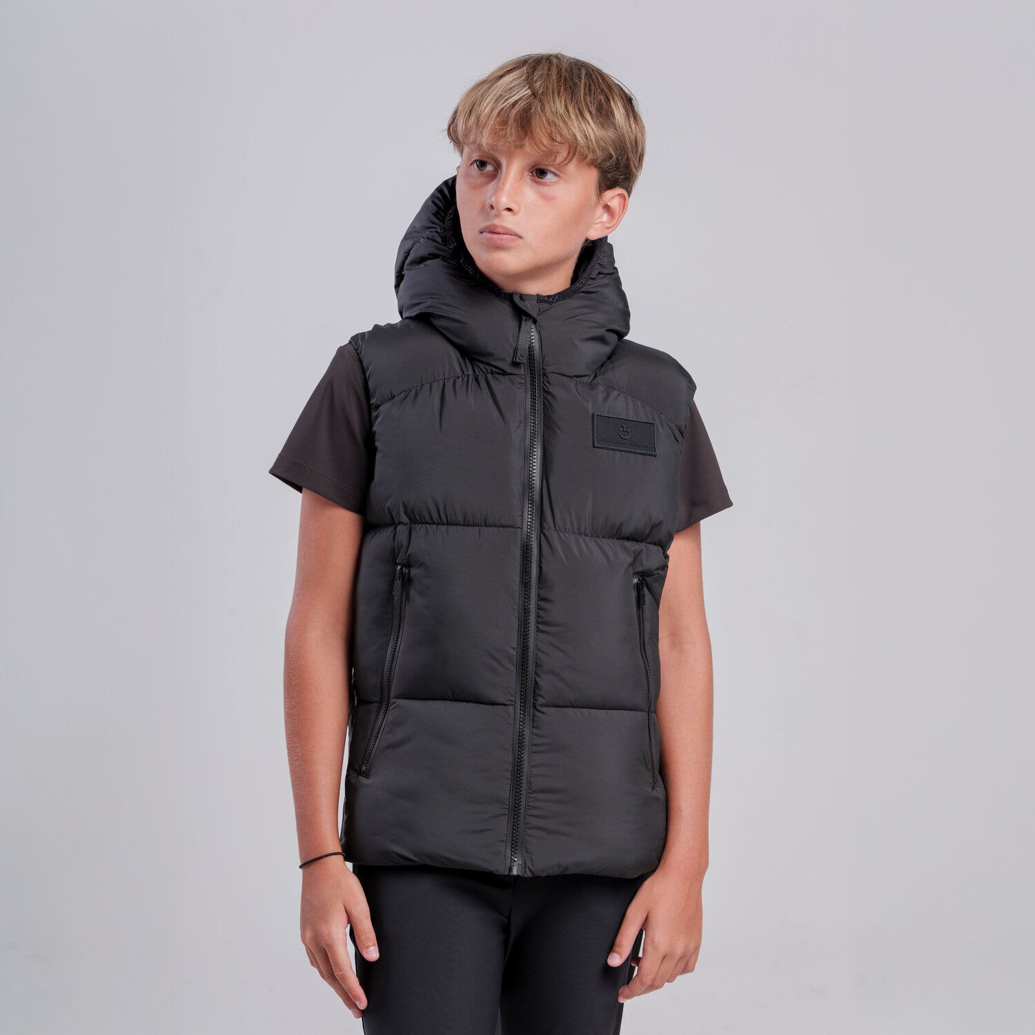 Cavalleria Toscana Unisex children’s nylon down vest BLACK-2
