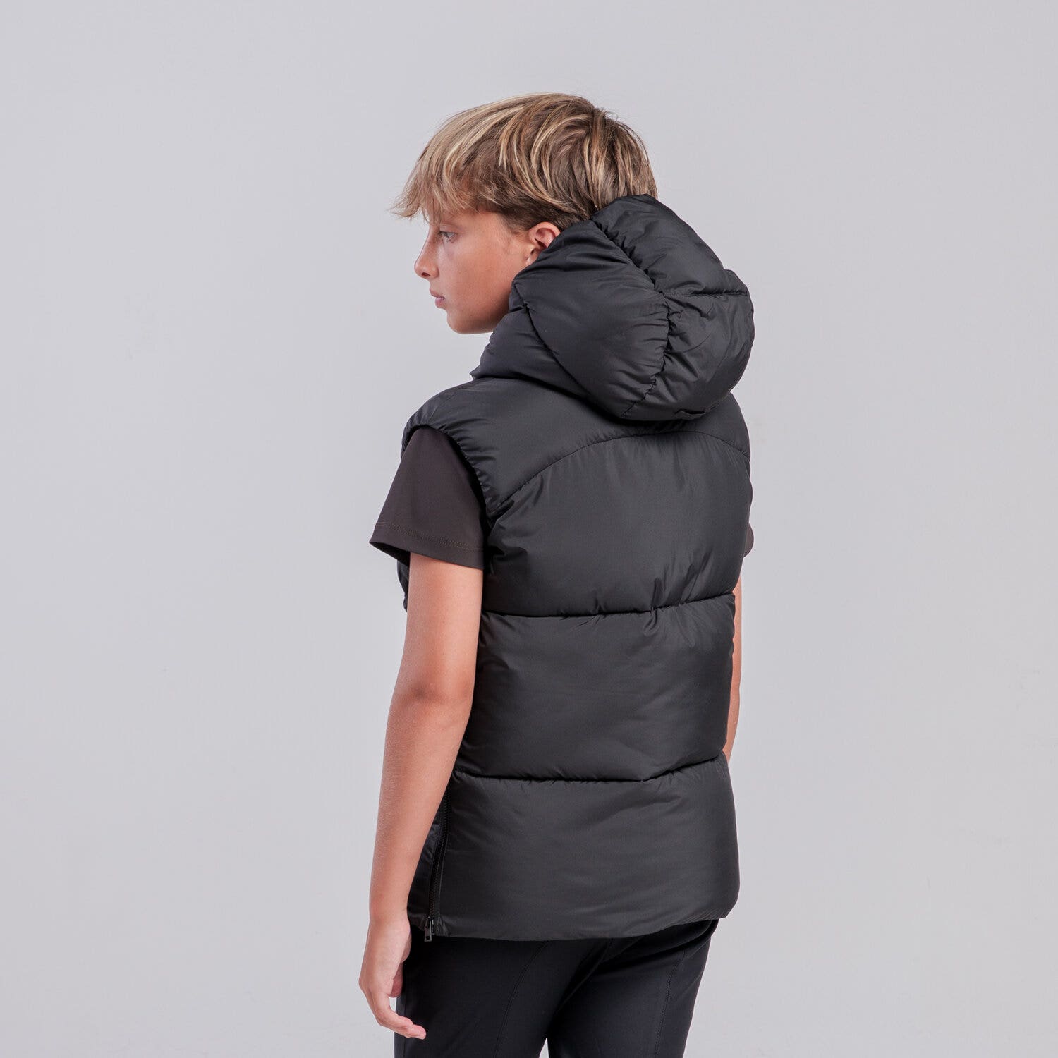 Cavalleria Toscana Unisex children’s nylon down vest BLACK-3