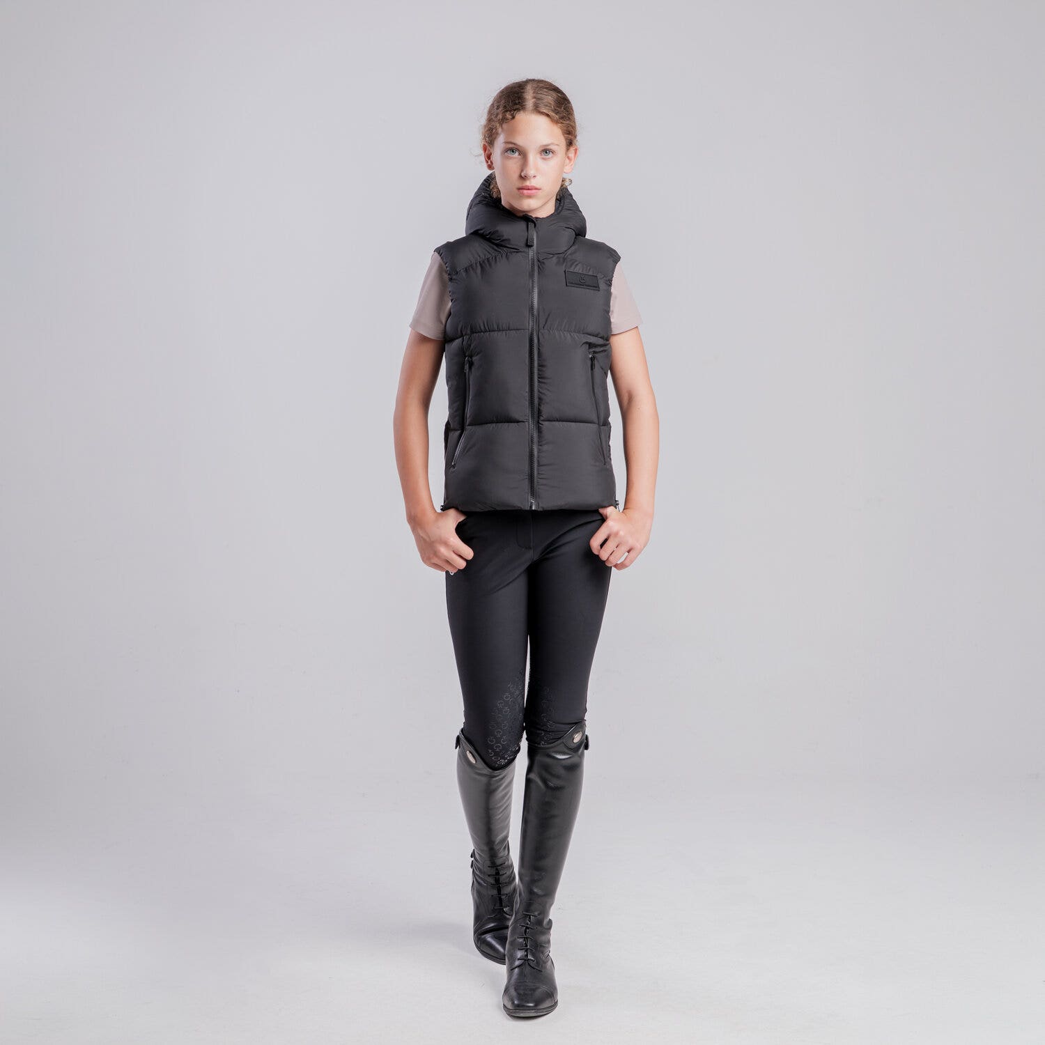 Cavalleria Toscana Unisex children’s nylon down vest BLACK-4
