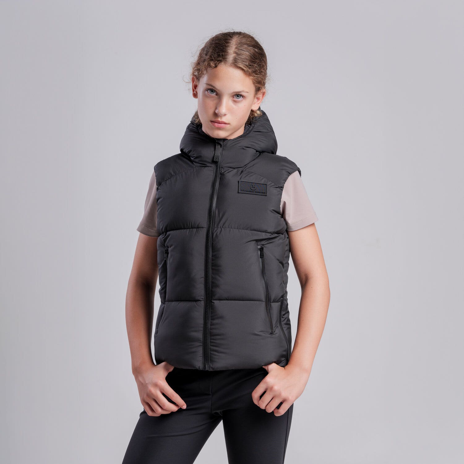 Cavalleria Toscana Unisex children’s nylon down vest BLACK-5