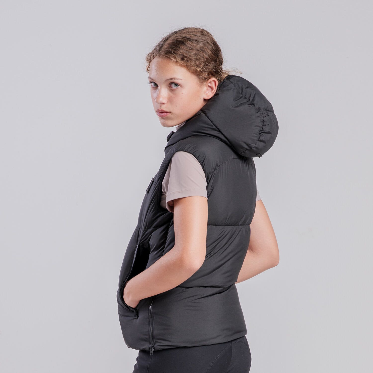 Cavalleria Toscana Unisex children’s nylon down vest BLACK-6