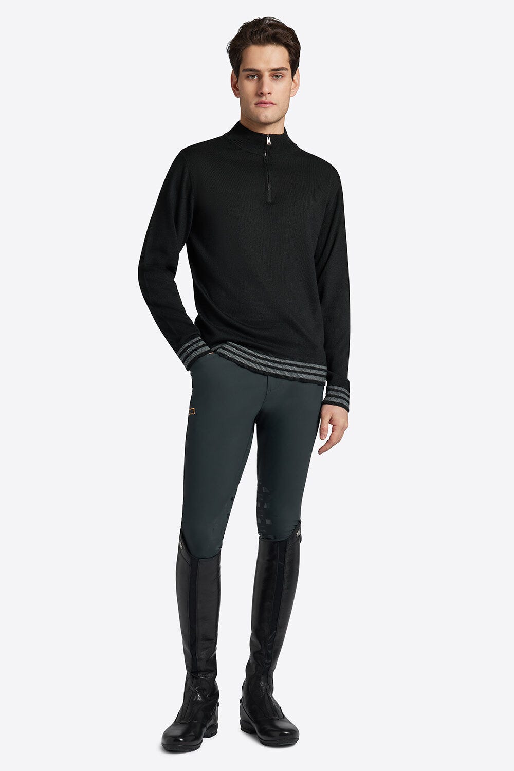 Rider's Gene Men's Wool Blend Half Zip Sweater