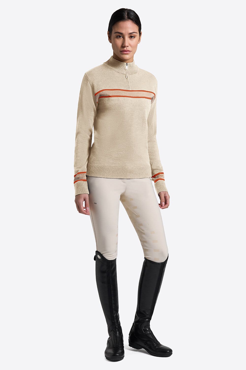 Rider's Gene Rider's Gene Women's Wool Blend Crew Neck Sweater SANDSHELL-1