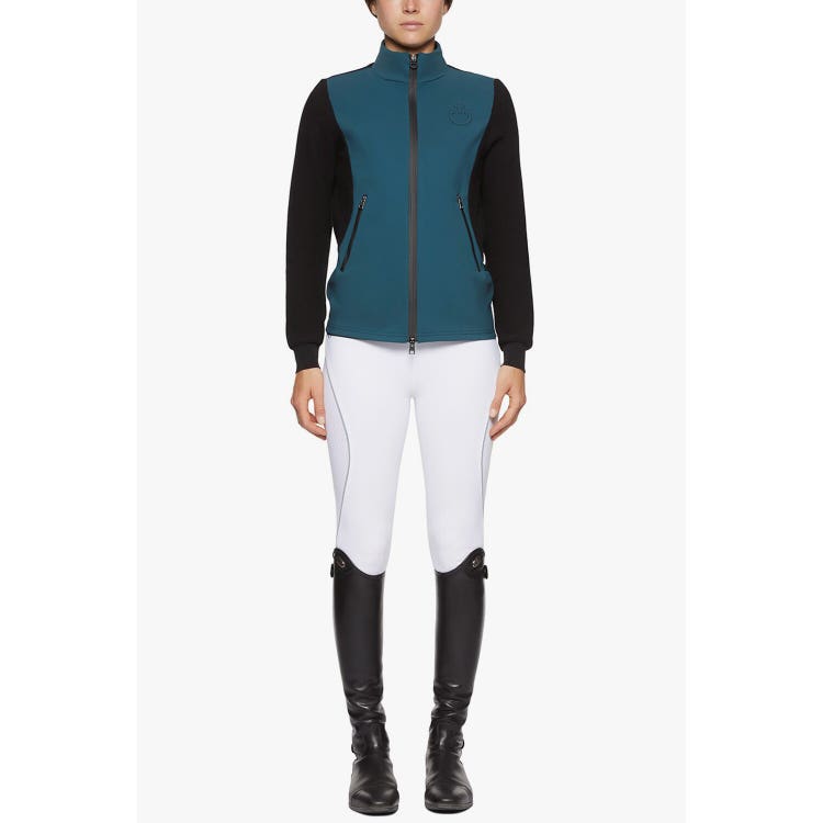 Cavalleria Toscana Women's jersey and tech knit sweater PETROLEUM / BLACK-1
