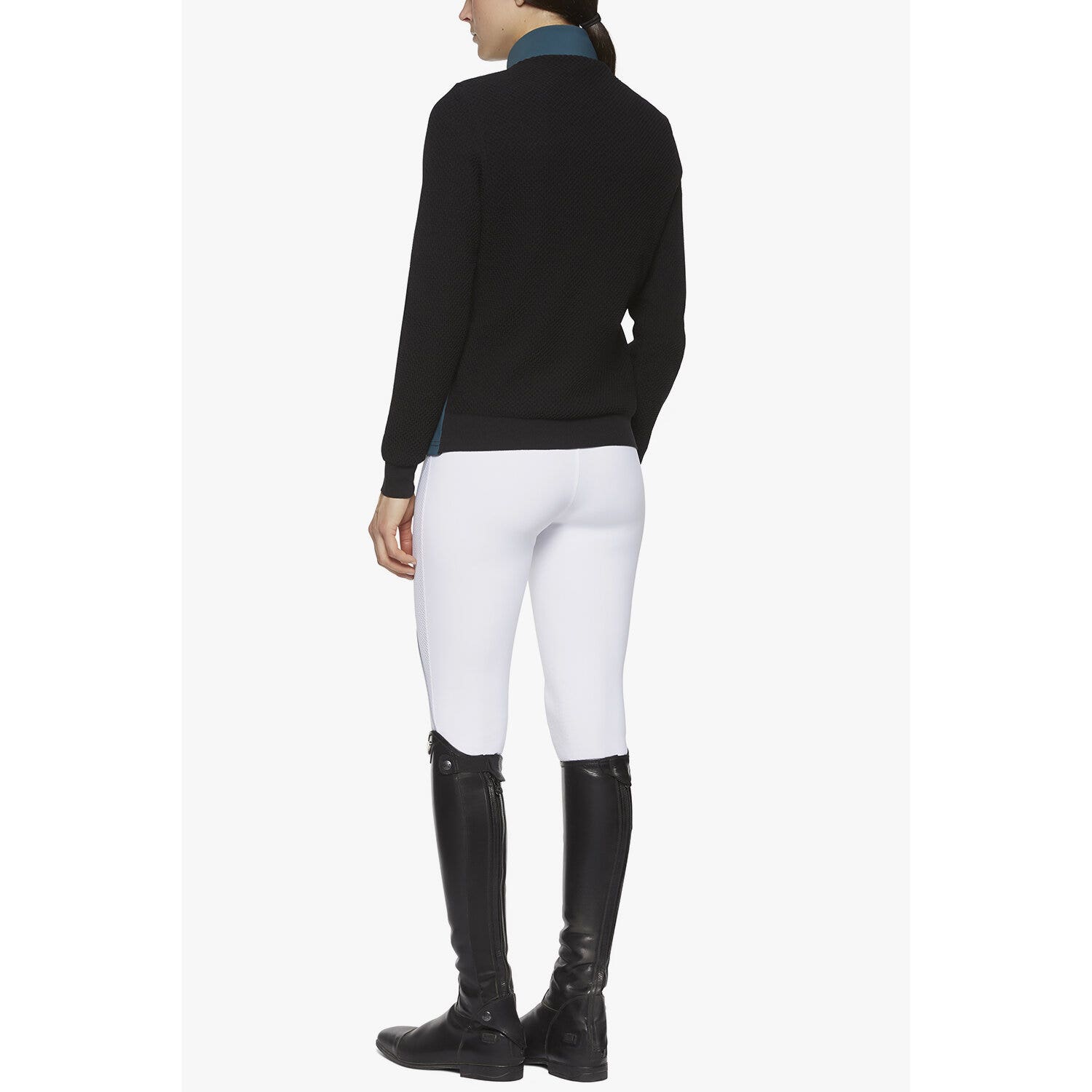 Cavalleria Toscana Women's jersey and tech knit sweater PETROLEUM / BLACK-3