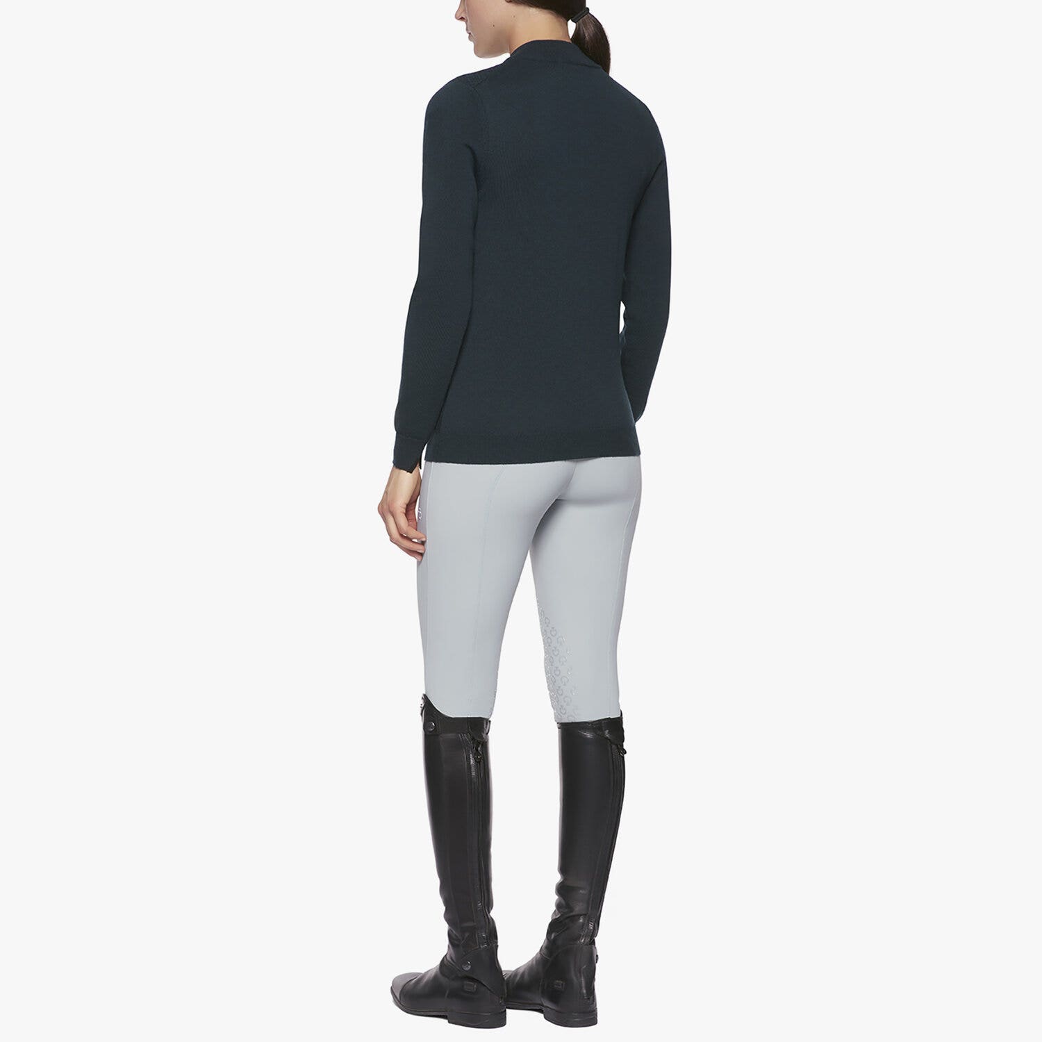 Cavalleria Toscana Women's honeycomb sweater Petrol Green-3