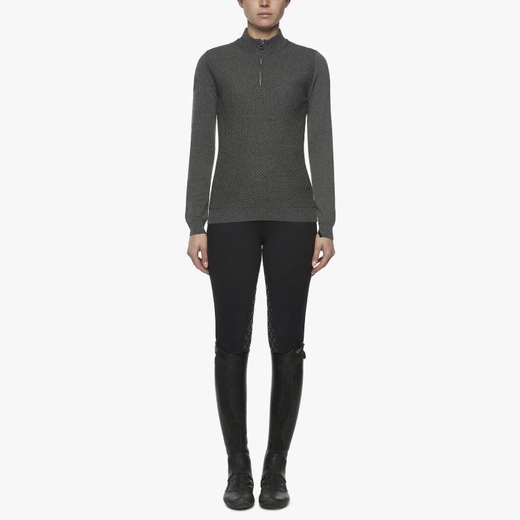 Cavalleria Toscana Women's honeycomb sweater STONE GREY-1