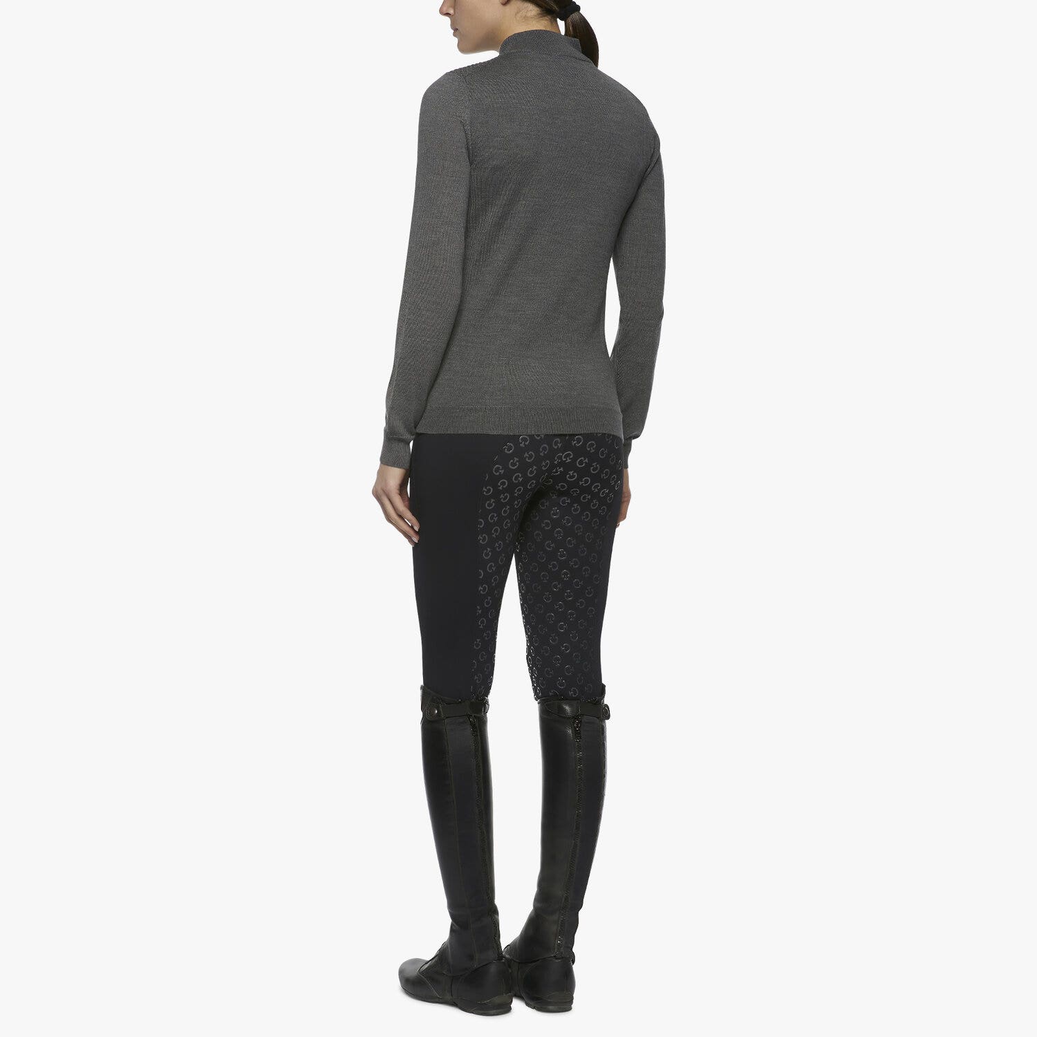 Cavalleria Toscana Women's honeycomb sweater STONE GREY-3