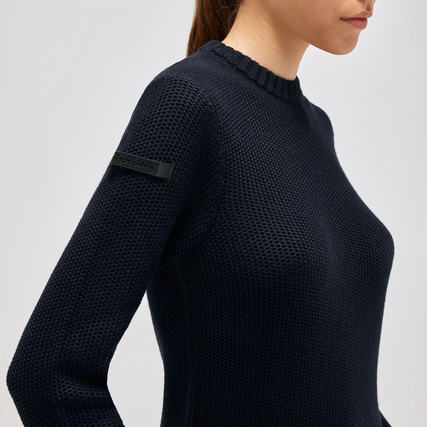 Cavalleria Toscana Women's crewneck sweater DEEP SEA BLUE-3