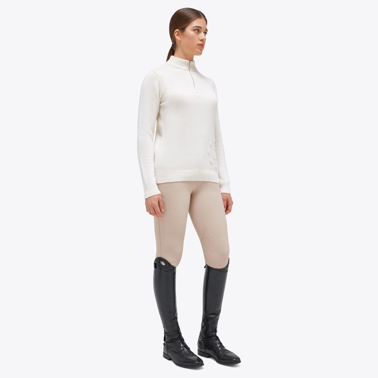 Cavalleria Toscana Men's turtleneck sweater with zip Off-White-1