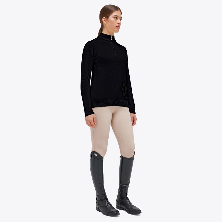 Cavalleria Toscana Men's turtleneck sweater with zip BLACK-1