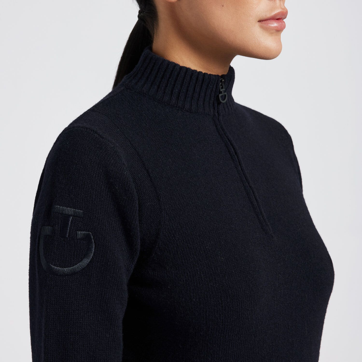 Cavalleria Toscana Cavalleria Toscana Women's Lambswool Half Zip Sweater NAVY-2