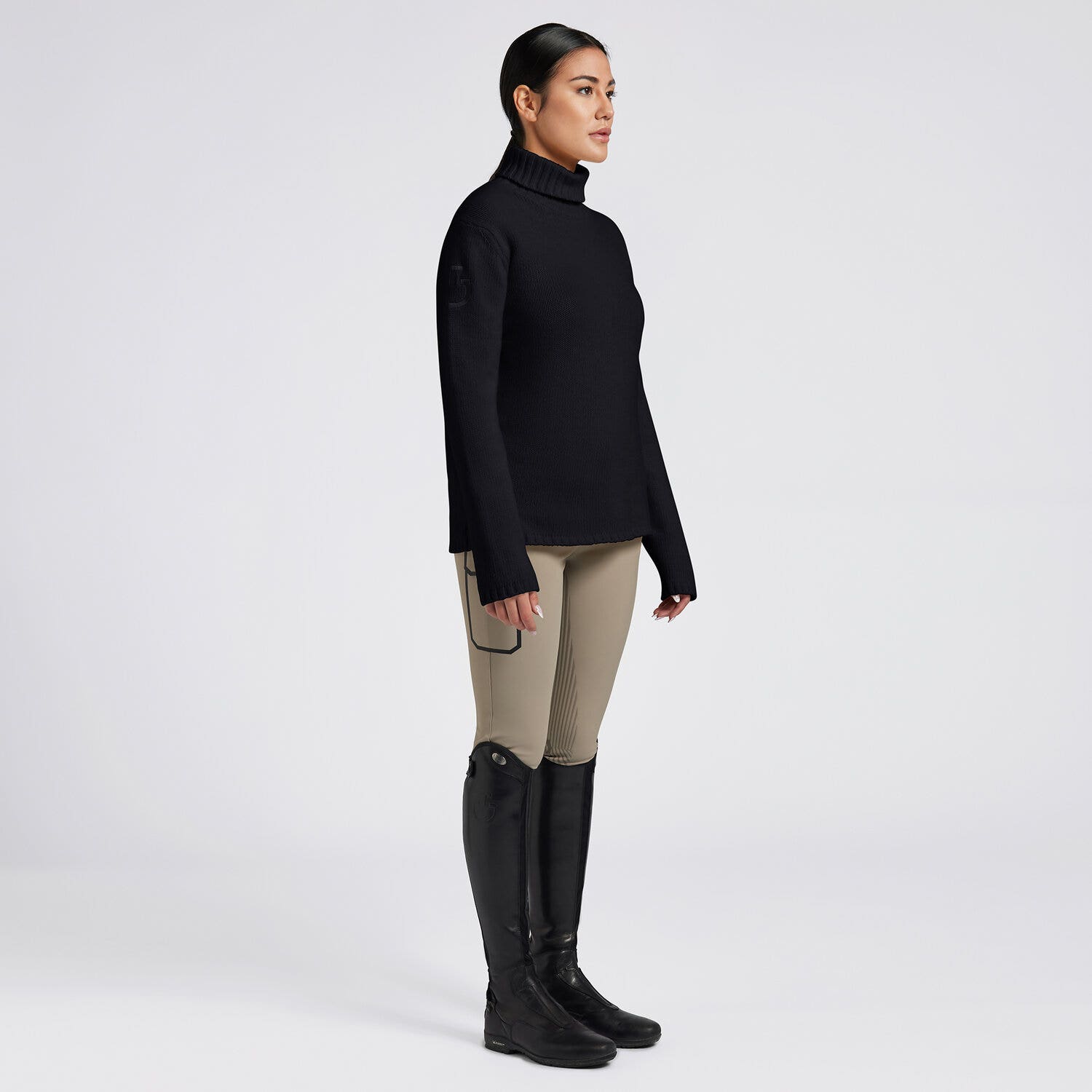 Cavalleria Toscana Cavalleria Toscana Women's Lambswool Oversized Turtleneck Sweater NAVY-1