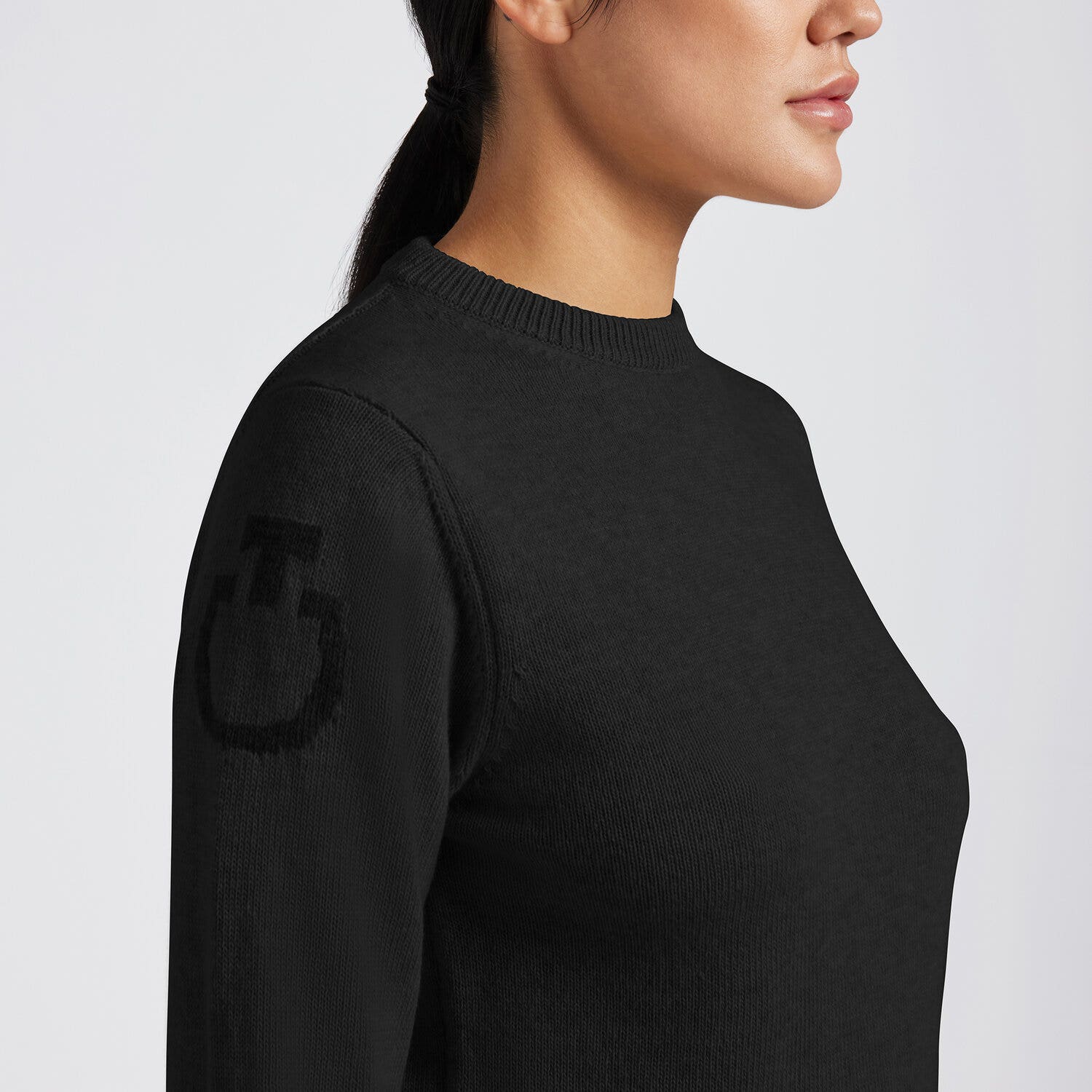 Cavalleria Toscana Cavalleria Toscana Women's Pure Wool Crew Neck Sweater BLACK-2