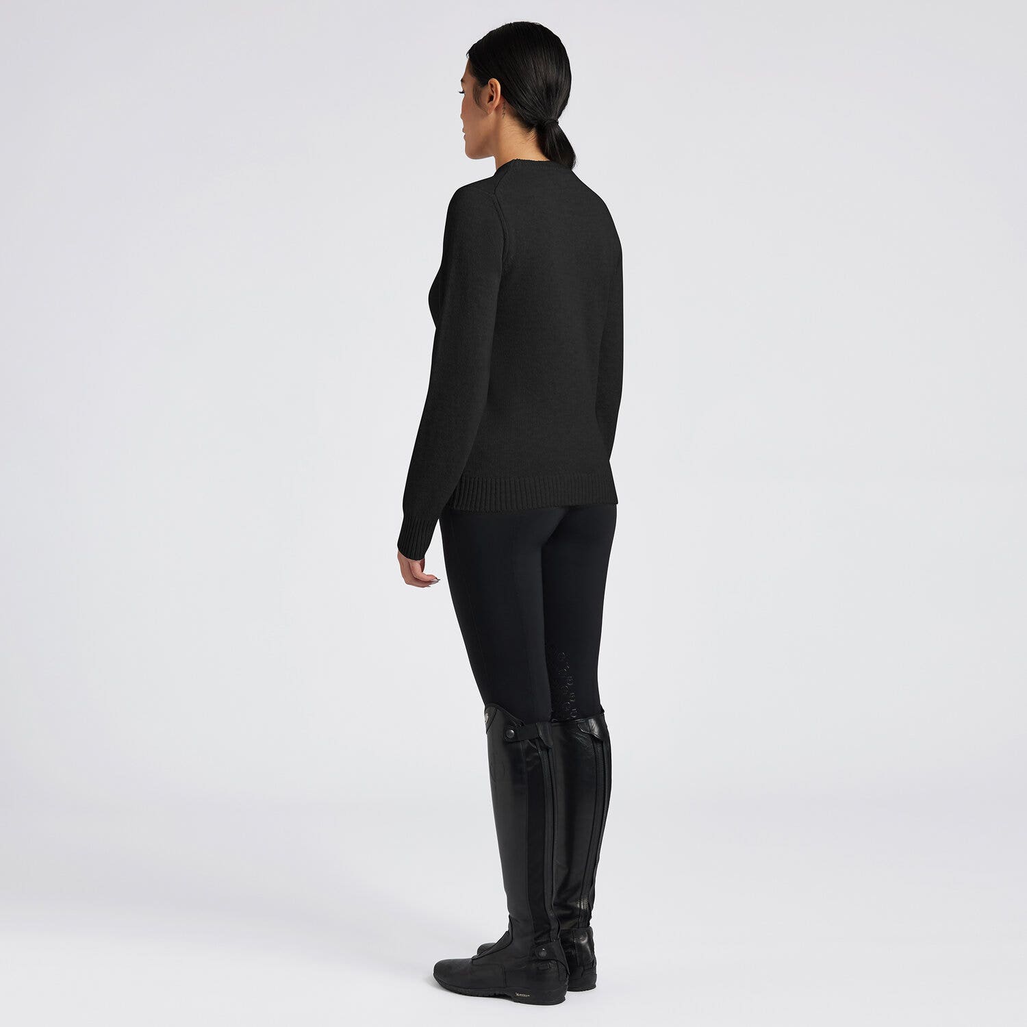 Cavalleria Toscana Cavalleria Toscana Women's Pure Wool Crew Neck Sweater BLACK-3