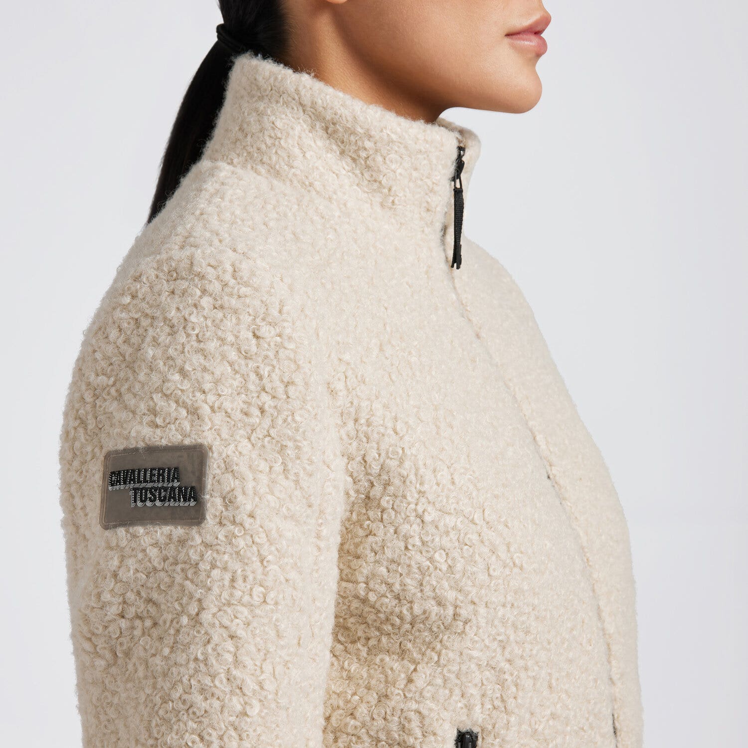 Cavalleria Toscana Cavalleria Toscana Women's Fleece and Nylon Zip Up Jacket SAND-2