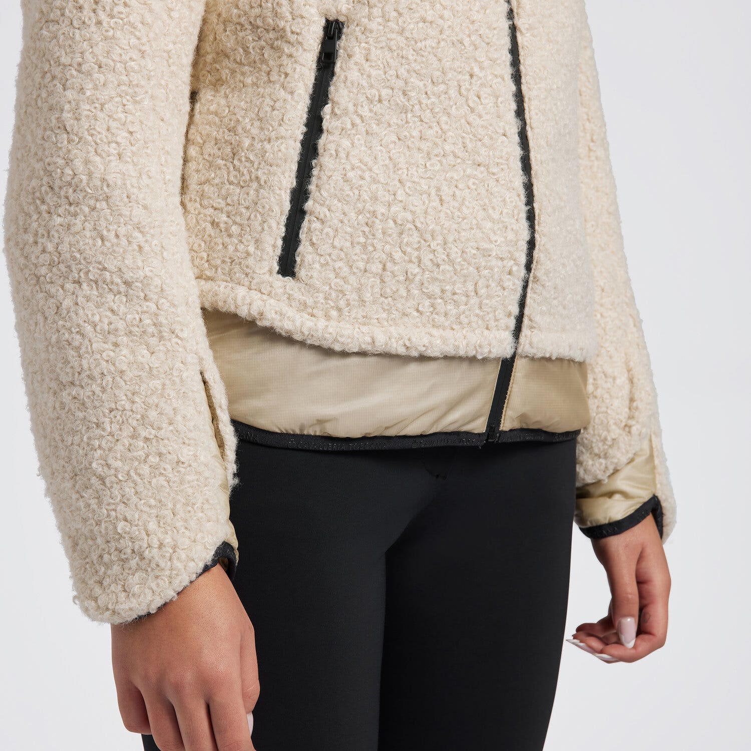 Cavalleria Toscana Cavalleria Toscana Women's Fleece and Nylon Zip Up Jacket SAND-3