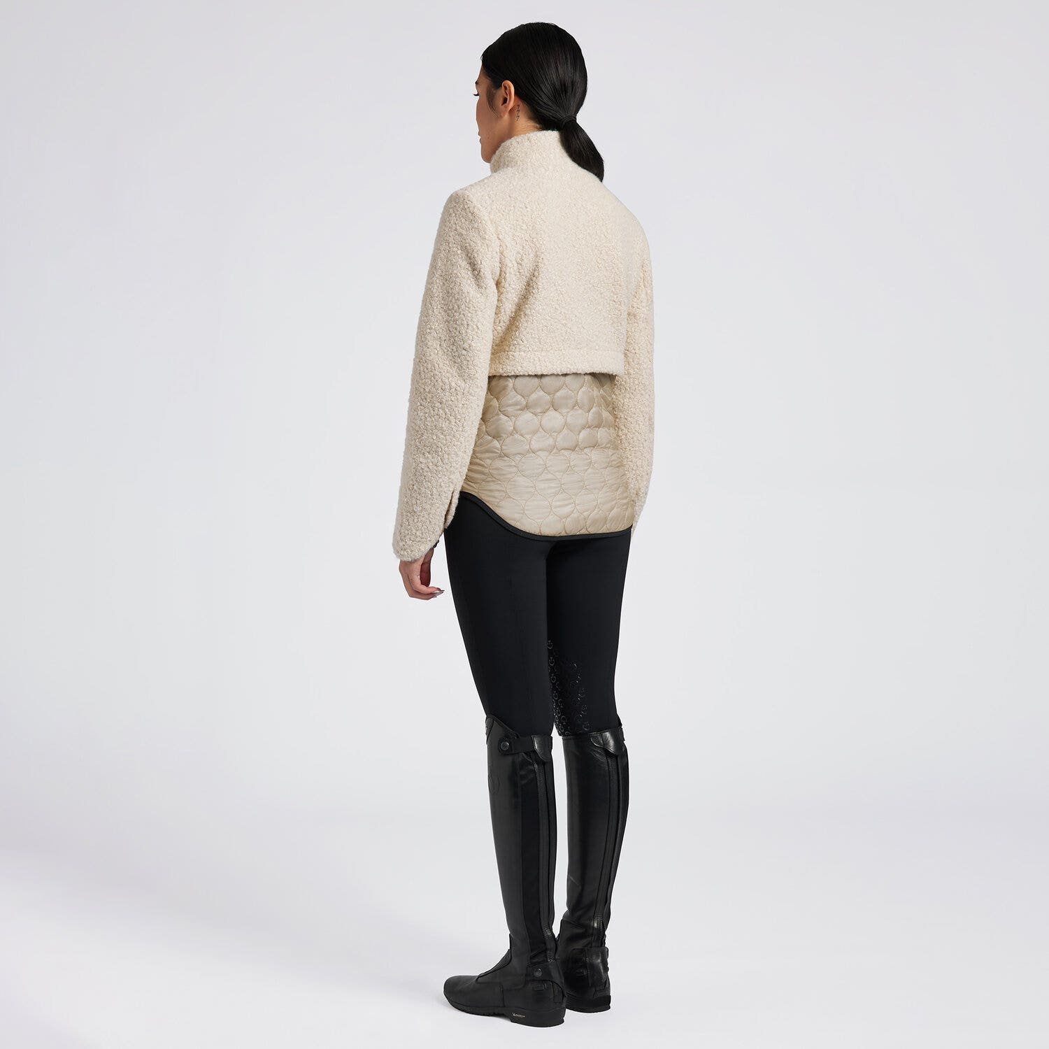 Cavalleria Toscana Cavalleria Toscana Women's Fleece and Nylon Zip Up Jacket SAND-4