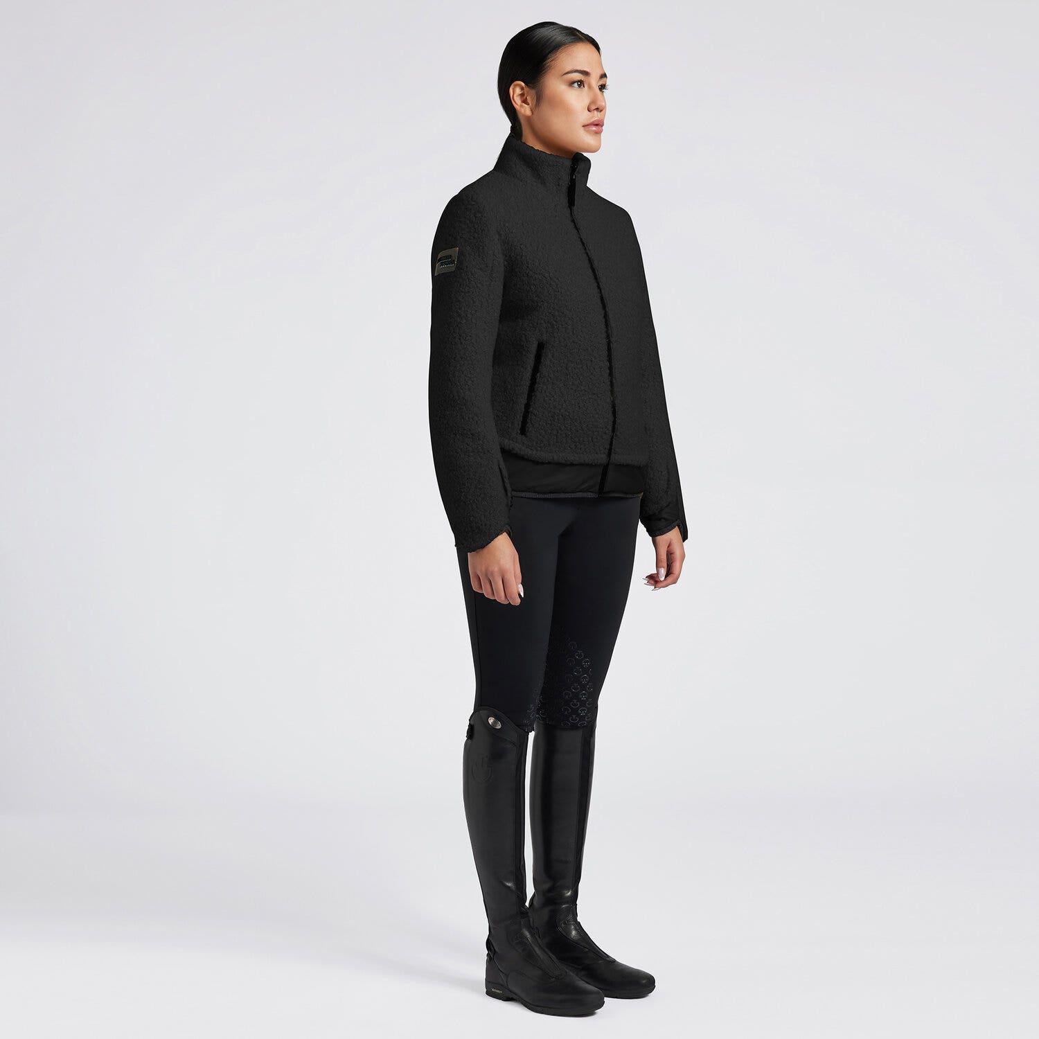 Cavalleria Toscana Cavalleria Toscana Women's Fleece and Nylon Zip Up Jacket BLACK-1