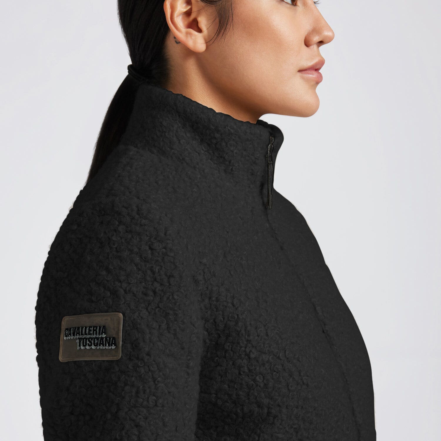 Cavalleria Toscana Cavalleria Toscana Women's Fleece and Nylon Zip Up Jacket BLACK-2