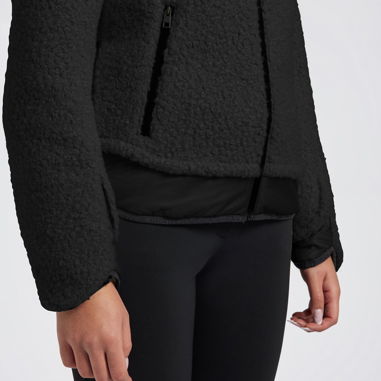 Cavalleria Toscana Cavalleria Toscana Women's Fleece and Nylon Zip Up Jacket BLACK-3