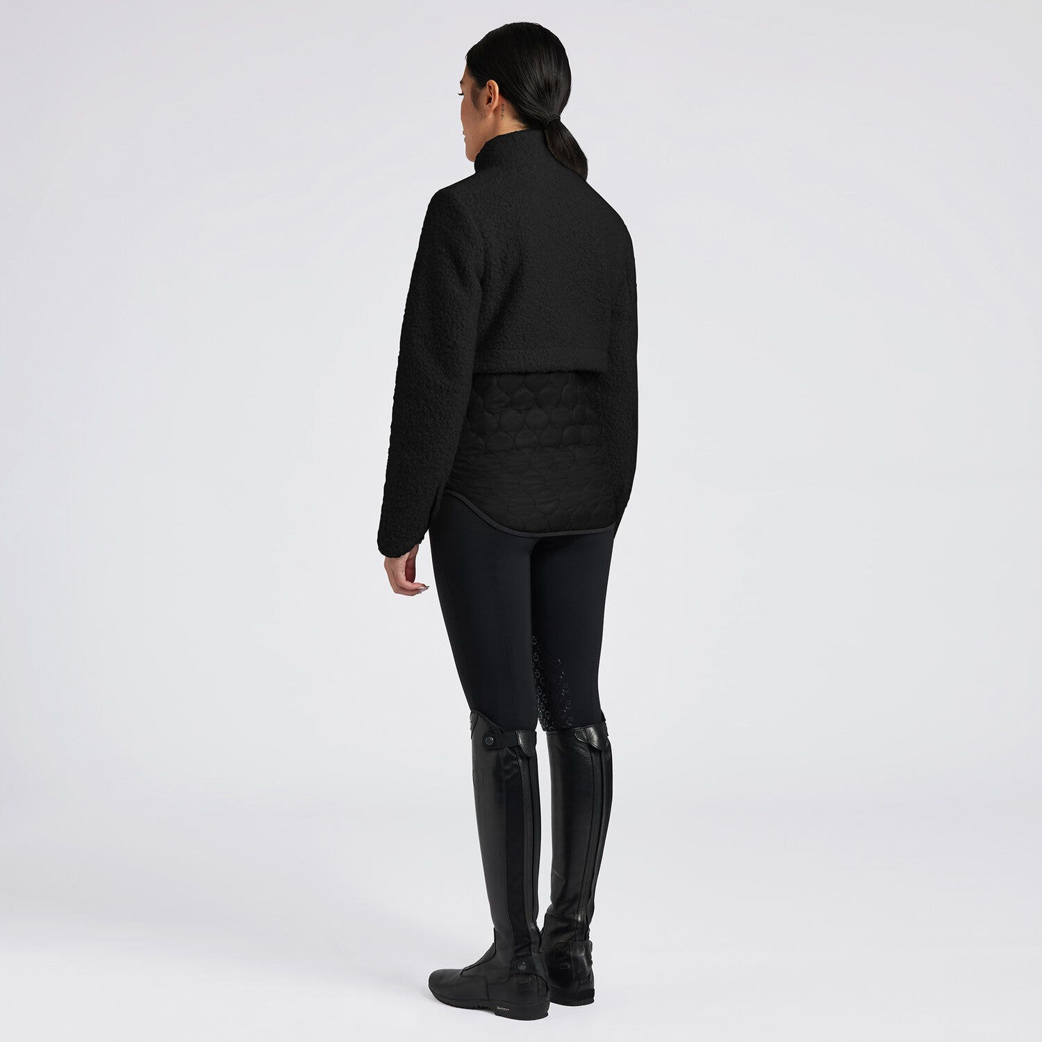 Cavalleria Toscana Cavalleria Toscana Women's Fleece and Nylon Zip Up Jacket BLACK-4