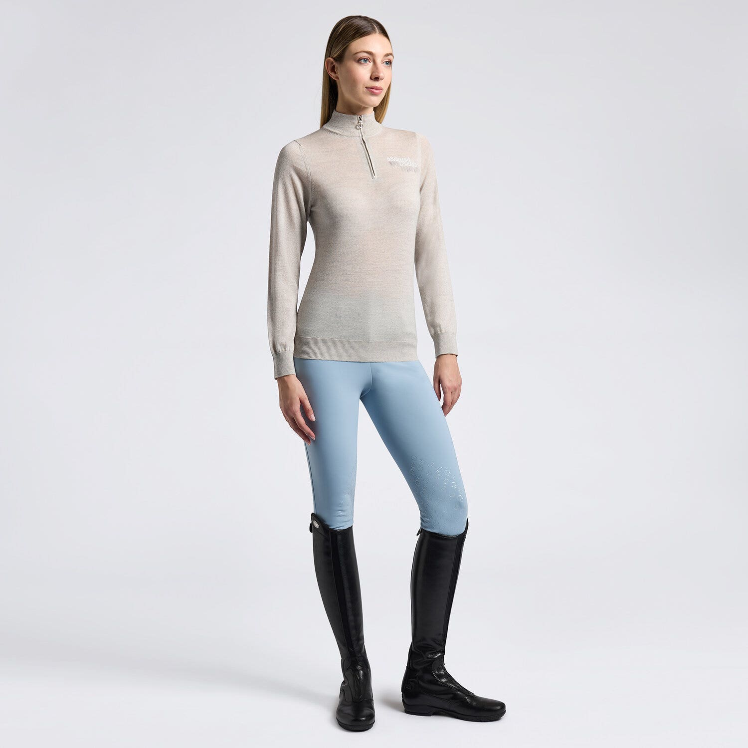 Cavalleria Toscana Cavalleria Toscana Women's Sweater in Knitted Wool STONE GREY-1