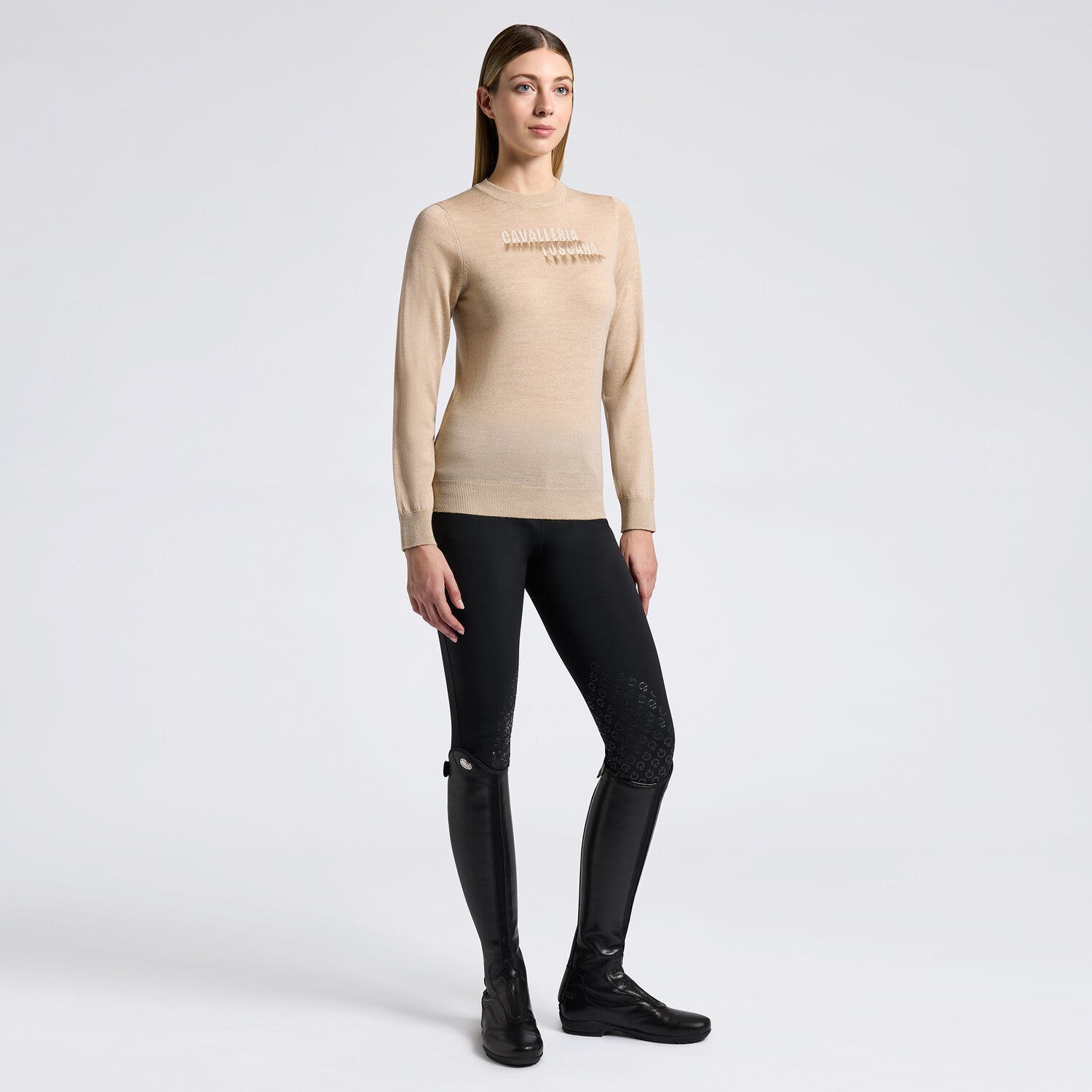 Cavalleria Toscana Cavalleria Toscana Women's Sweater in Knitted Wool BEIGE-1
